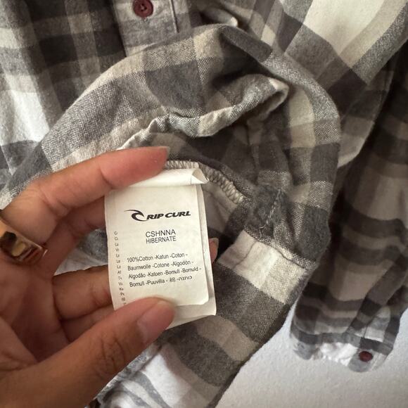 Rip curl Plaid Flannel Shirt Mens XL Fall vintage y2k gray - Picture 3 of 6